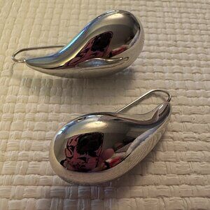 Signed Monet Silver Tone Teardrop Earrings